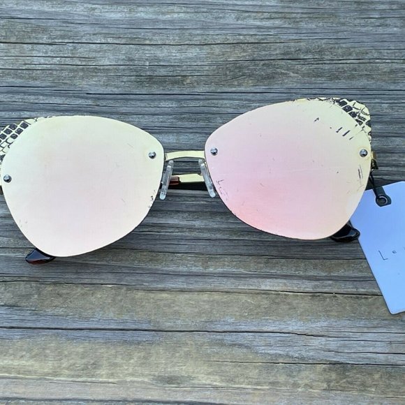 Leith Sunglasses Women Sunglasses UV Protect Gold Plated Cat Eyes Mirror Lenses - Picture 2 of 12
